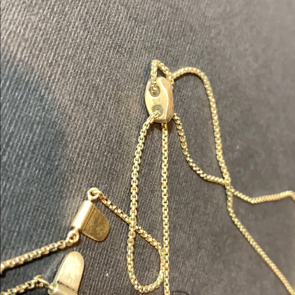 KENDRA SCOTT NECKLACE GOLD EXTRA LONG SLIDER BOLO OLIVE EUC - Picture 4 of 7